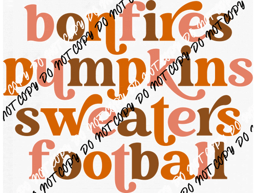 Bonfires Pumpkins Sweaters Football DTF Transfer - We Print U Press DTF Transfers