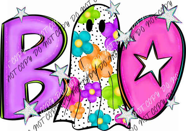 Boo Bright Floral DTF Transfer - We Print U Press DTF Transfers