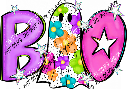 Boo Bright Floral DTF Transfer - We Print U Press DTF Transfers