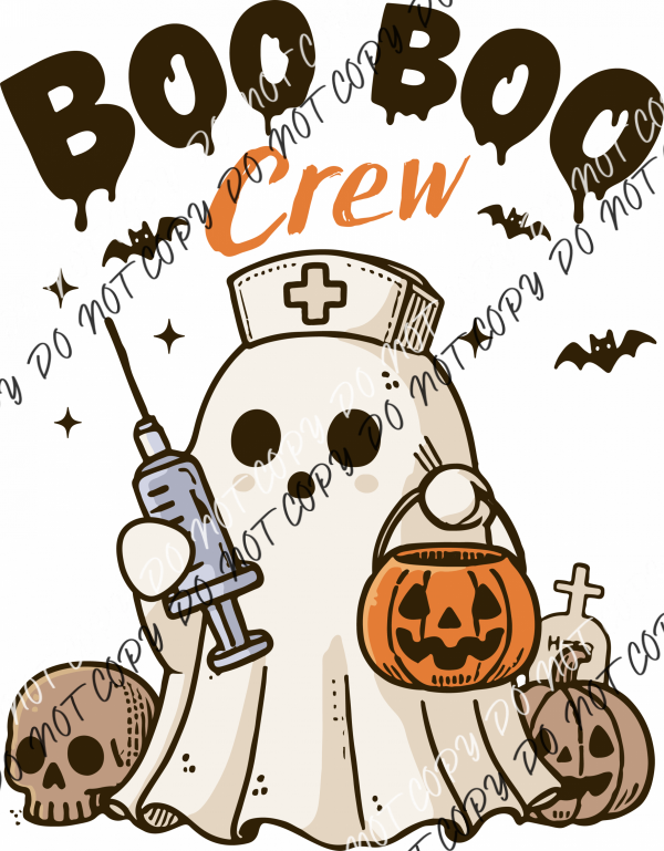 Boo Crew Nurse Ghost With Shot Dtf Transfer Rtp Transfers