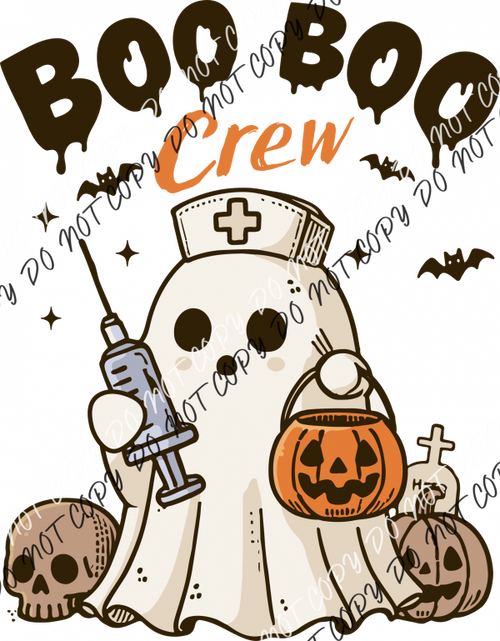 Boo Crew Nurse Ghost With Shot Dtf Transfer Rtp Transfers