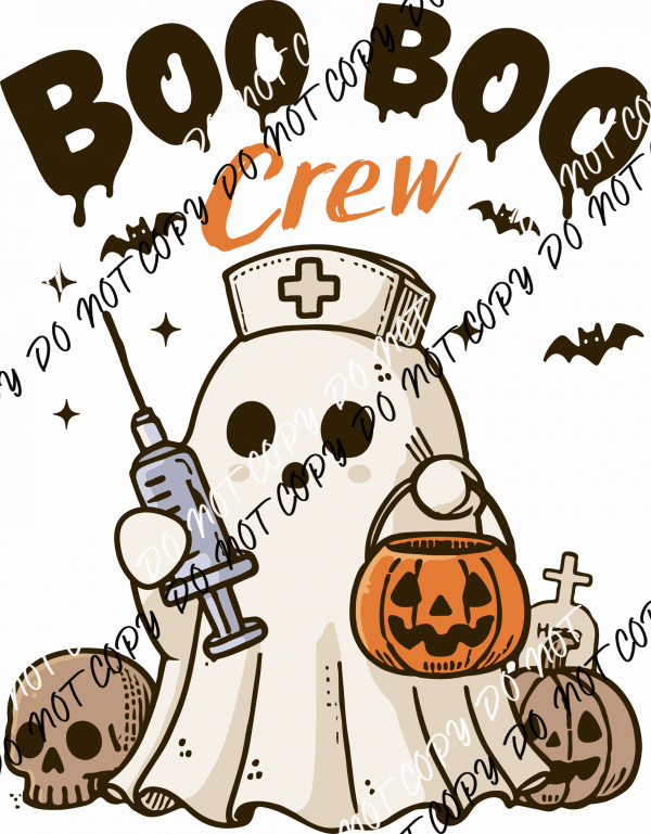 Boo Boo Crew Nurse Ghost with Shot DTF Transfer - We Print U Press DTF Transfers