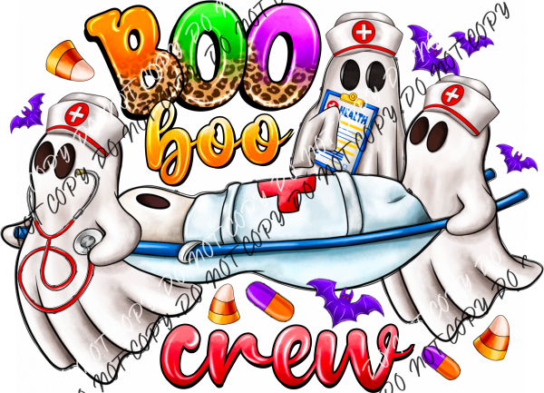 Boo Crew With Ghost On Stretcher Dtf Transfer Rtp Transfers