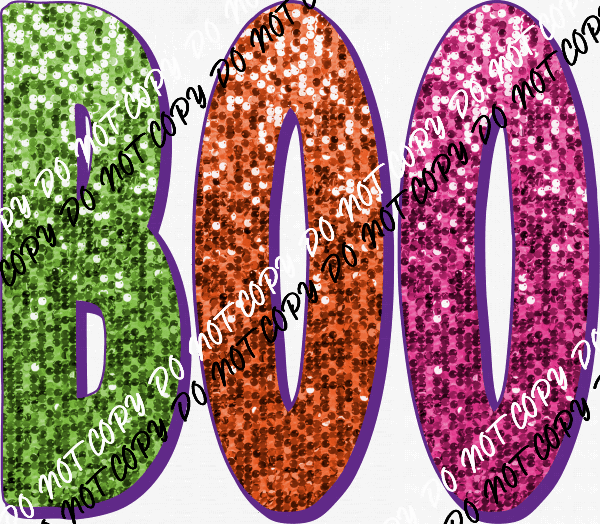 Boo Faux Sequin DTF Transfer - We Print U Press DTF Transfers