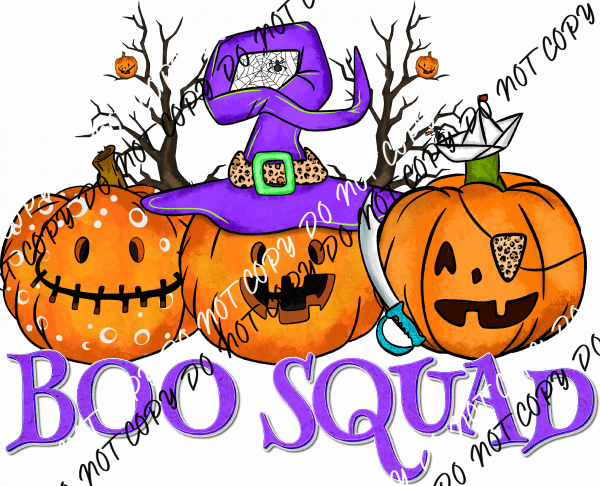 Boo Squad 3 Pumpkins DTF Transfer - We Print U Press DTF Transfers