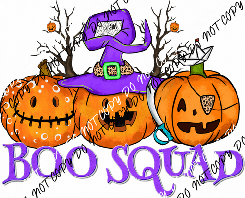 Boo Squad 3 Pumpkins DTF Transfer - We Print U Press DTF Transfers