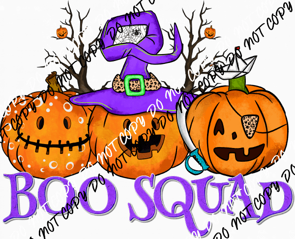Boo Squad 3 Pumpkins DTF Transfer - We Print U Press DTF Transfers