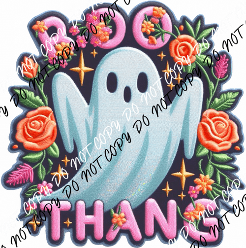 Boo Thang Ghost Faux Embroidery DTF Transfer - We Print U Press DTF Transfers