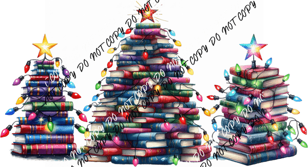 Book Christmas Tree DTF Transfer - We Print U Press DTF Transfers