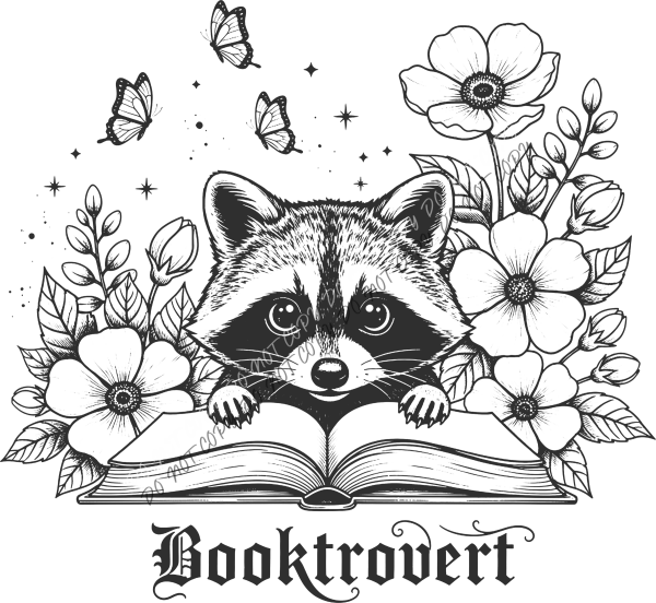 booktrovert raccoon dtf transfer