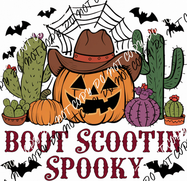Boot Scootin’ Spooky Jack O Lantern DTF Transfer - We Print U Press DTF Transfers