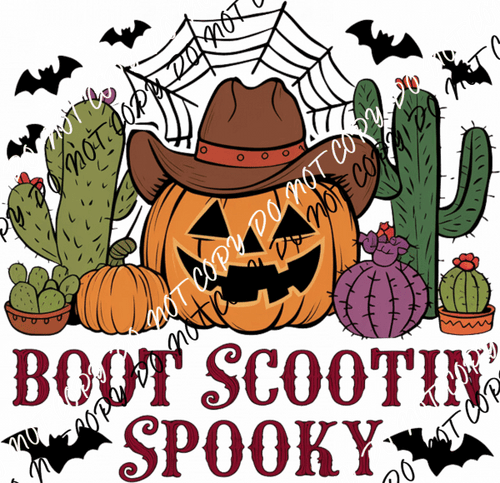 Boot Scootin’ Spooky Jack O Lantern DTF Transfer - We Print U Press DTF Transfers
