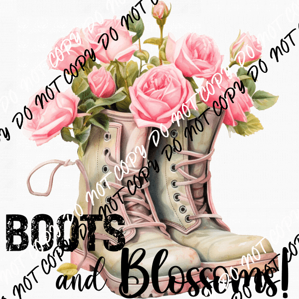 Boots and Blossoms DTF Transfer - We Print U Press DTF Transfers