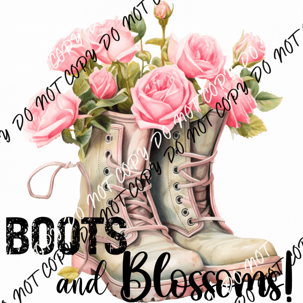 Boots and Blossoms DTF Transfer - We Print U Press DTF Transfers