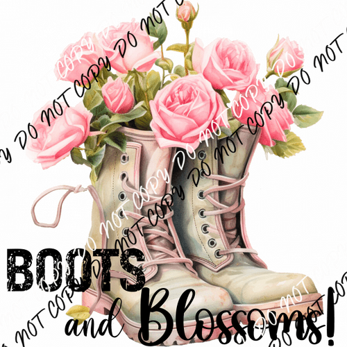 Boots and Blossoms DTF Transfer - We Print U Press DTF Transfers