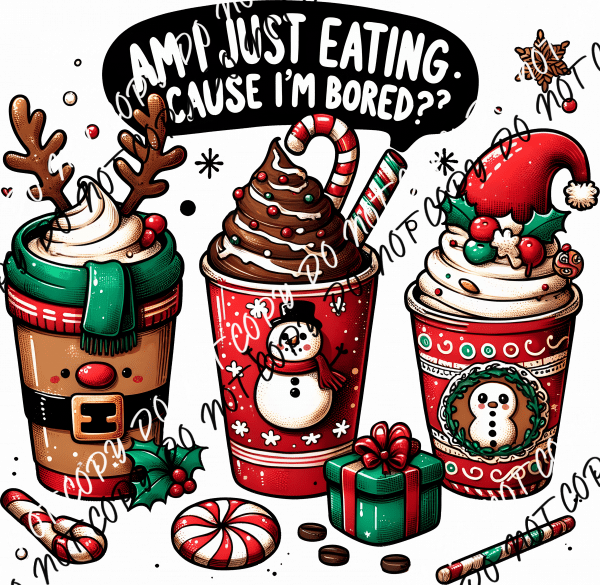 Bored Snacking Holiday Cups DTF Transfer - We Print U Press DTF Transfers