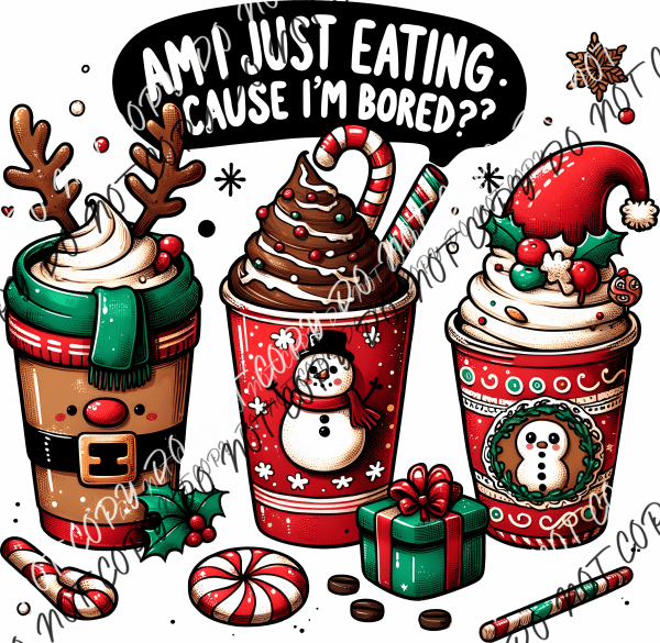 Bored Snacking Holiday Cups DTF Transfer - We Print U Press DTF Transfers