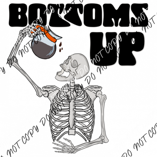 Bottoms Up Skeleton Coffee Dtf Transfer Transfers