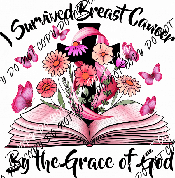 Breast Cancer Awareness Book and Ribbon DTF Transfer - We Print U Press DTF Transfers