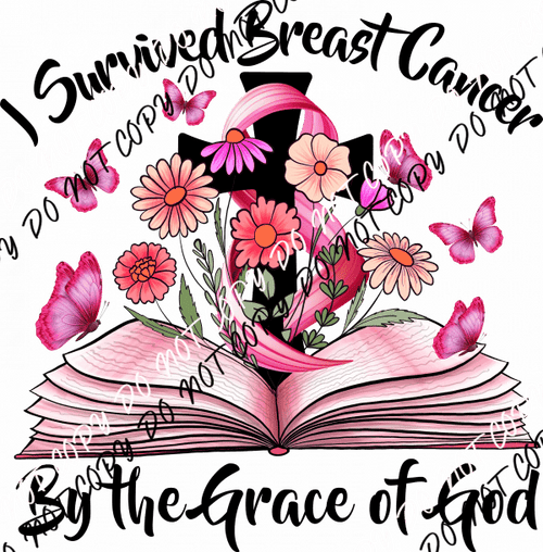 Breast Cancer Awareness Book and Ribbon DTF Transfer - We Print U Press DTF Transfers