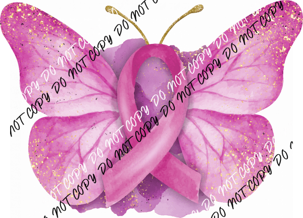 Breast Cancer Awareness Butterfly Watercolor DTF Transfer - We Print U Press DTF Transfers