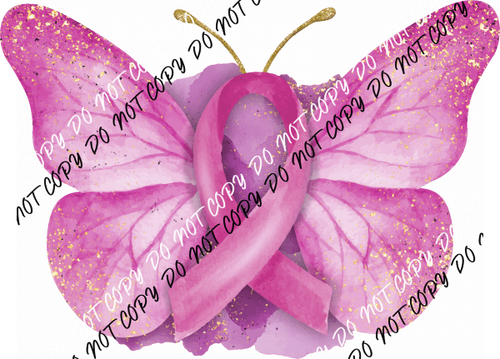 Breast Cancer Awareness Butterfly Watercolor DTF Transfer - We Print U Press DTF Transfers