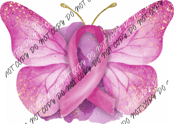 Breast Cancer Awareness Butterfly Watercolor Dtf Transfer