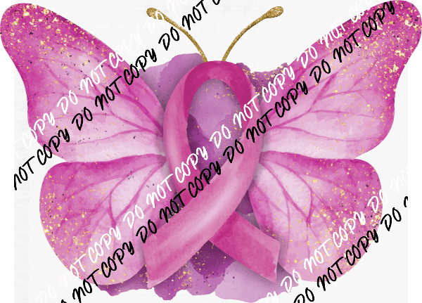 Breast Cancer Awareness Butterfly Watercolor DTF Transfer - We Print U Press DTF Transfers