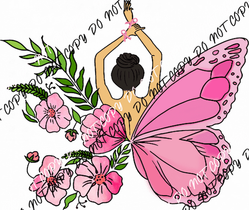 Breast Cancer Awareness Butterfly Woman DTF Transfer - We Print U Press DTF Transfers