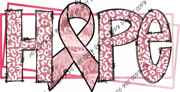 Breast Cancer Awareness Hope Pink Leopard Font Dtf Transfer