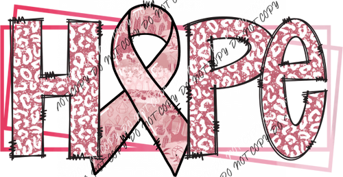 Breast Cancer Awareness Hope Pink Leopard Font Dtf Transfer