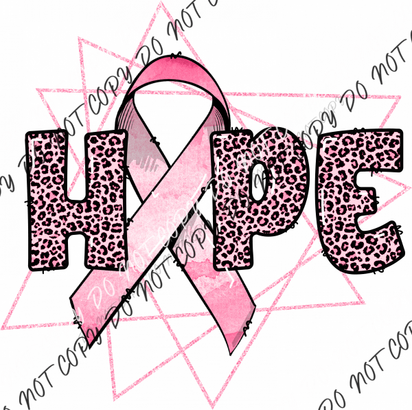 Breast Cancer Awareness Hope Pink Leopard Geometric DTF Transfer - We Print U Press DTF Transfers