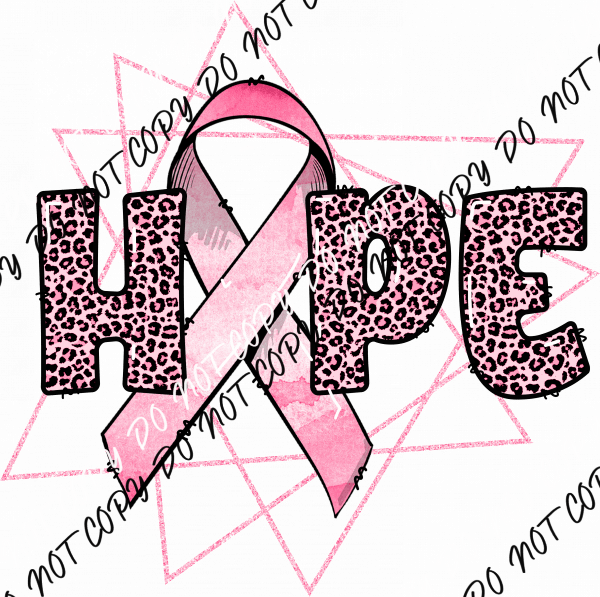 Breast Cancer Awareness Hope Pink Leopard Geometric DTF Transfer - We Print U Press DTF Transfers