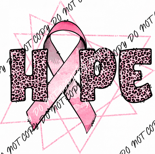 Breast Cancer Awareness Hope Pink Leopard Geometric DTF Transfer - We Print U Press DTF Transfers
