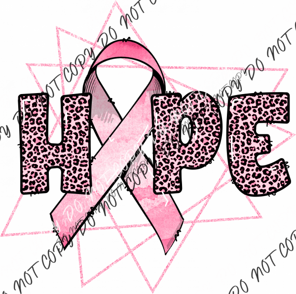 Breast Cancer Awareness Hope Pink Leopard Geometric DTF Transfer - We Print U Press DTF Transfers