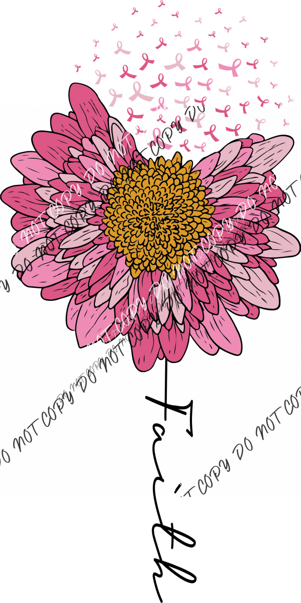 Breast Cancer Flower Faith Awareness Ribbon Petals DTF Transfer - We Print U Press DTF Transfers