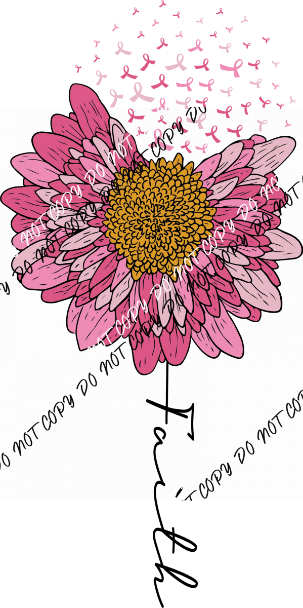 Breast Cancer Flower Faith Awareness Ribbon Petals DTF Transfer - We Print U Press DTF Transfers