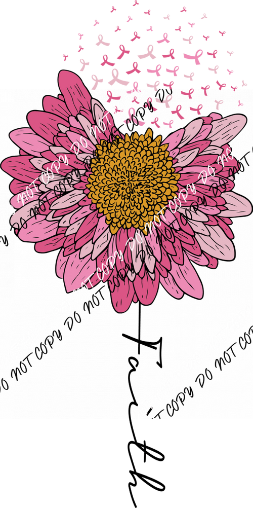 Breast Cancer Flower Faith Awareness Ribbon Petals DTF Transfer - We Print U Press DTF Transfers