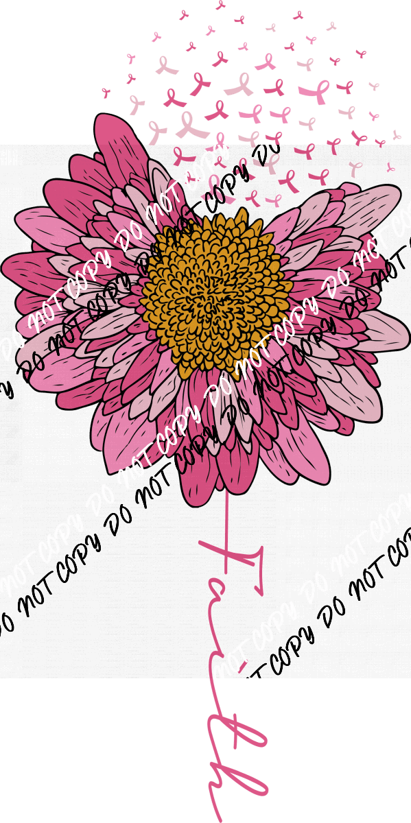 Breast Cancer Flower Faith Awareness Ribbon Petals DTF Transfer - We Print U Press DTF Transfers