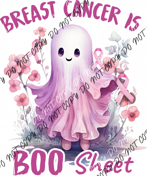 Breast Cancer Is Boo Sheet Ghost With Flowers Dtf Transfer