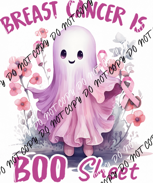 Breast Cancer is Boo Sheet Ghost with Flowers DTF Transfer - We Print U Press DTF Transfers