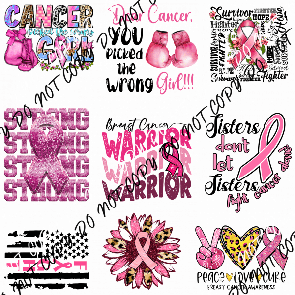 BREAST CANCER MINI UV TRANSFER BUNDLE - We Print U Press DTF Transfers