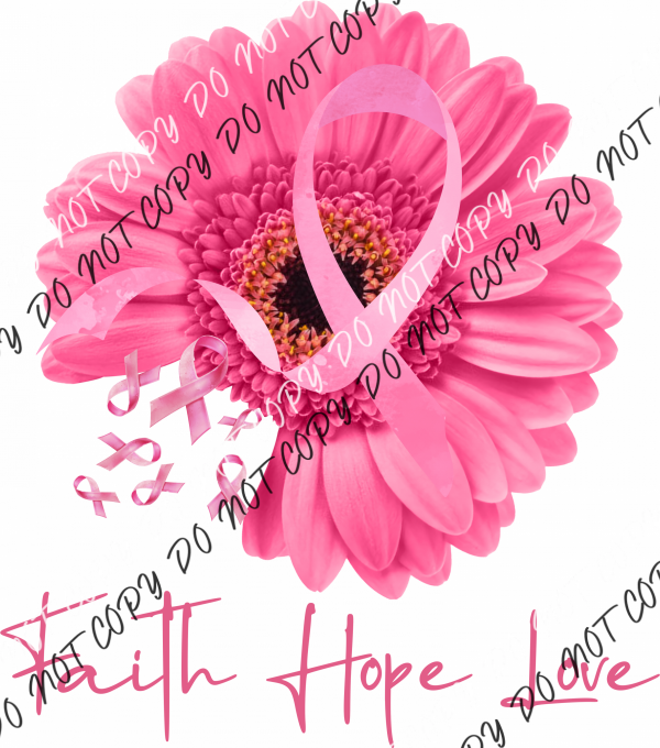 Breast Cancer Sunflower Faith Hope Love Dtf Transfer