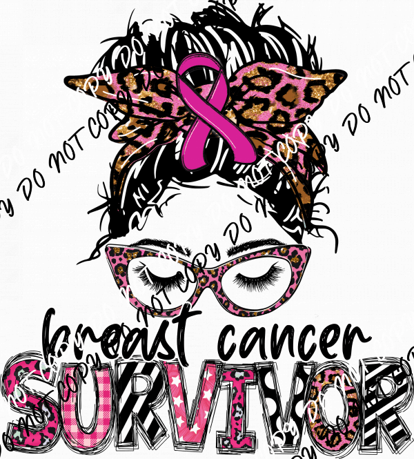 Breast Cancer Survivor Messy Bun DTF Transfer - We Print U Press DTF Transfers