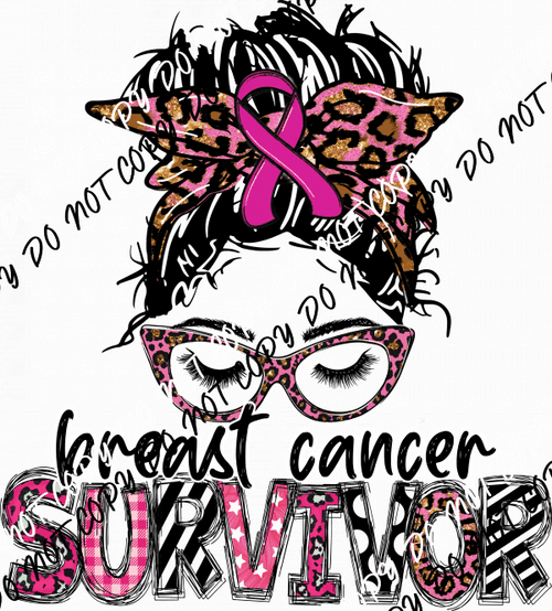 Breast Cancer Survivor Messy Bun DTF Transfer - We Print U Press DTF Transfers