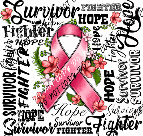 Breast Cancer Survivor Ribbon Collage DTF Transfer - We Print U Press DTF Transfers