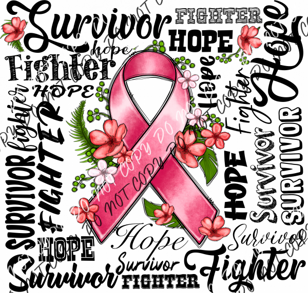 Breast Cancer Survivor Ribbon Collage Dtf Transfer Rtp Transfers