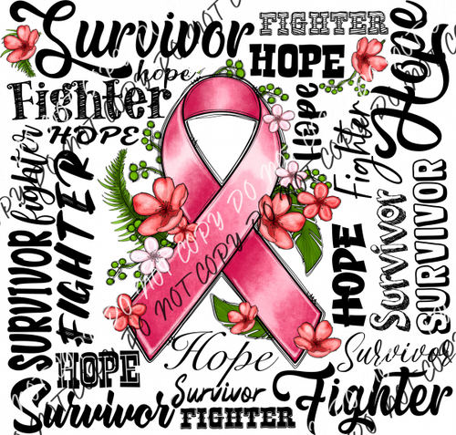 Breast Cancer Survivor Ribbon Collage Dtf Transfer Rtp Transfers