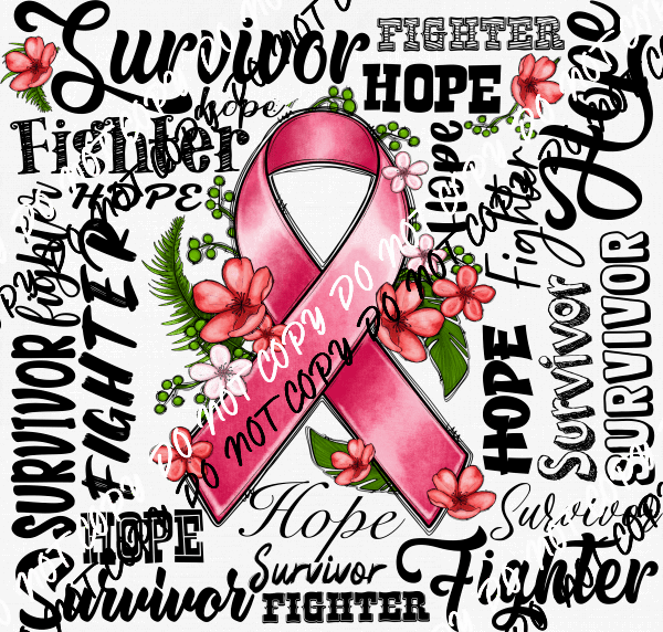 Breast Cancer Survivor Ribbon Collage DTF Transfer - We Print U Press DTF Transfers