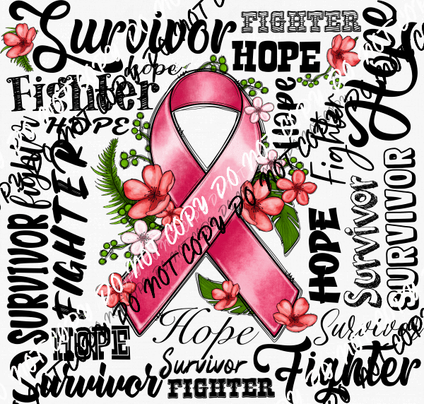Breast Cancer Survivor Ribbon Collage DTF Transfer - We Print U Press DTF Transfers